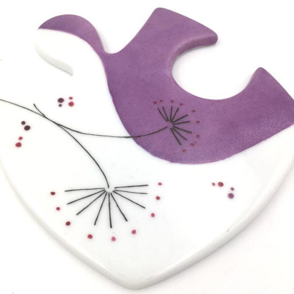Dessous de plat puzzle en porcelaine Pissenlit Pourpre et violet - Accessoire de table, Dessous de plat - Peint main Paris