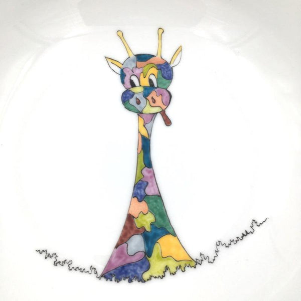 Assiette creuse en porcelaine Girafe Gourmande Simone - Assiette, Assiette enfant - Peint main Paris