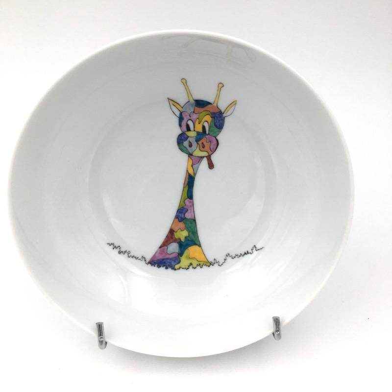 Assiette creuse en porcelaine Girafe Gourmande Simone - Assiette, Assiette enfant - Peint main Paris
