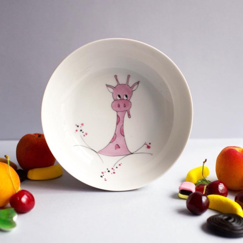 Assiette enfant porcelaine peint-main  Girafe gourmande – Ah!jalouses Paris