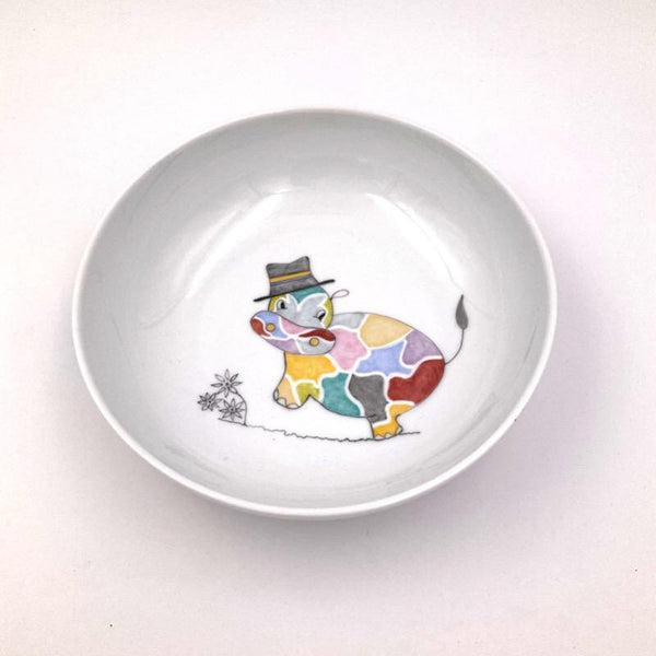 Assiette creuse en porcelaine  Ô l'hippo Chapeau Denise - Assiette, Assiette enfant - Peint main Paris