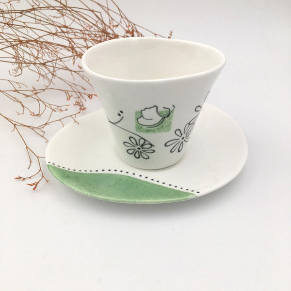 Tasse à café en porcelaine Galet Flores papillon - ah!jalouses