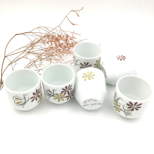 Tasse à café en porcelaine sans anse en porcelaine Flores - Accessoire déco, Mini cache pot, Tasse à café, Thé ou Café - Peint main Paris