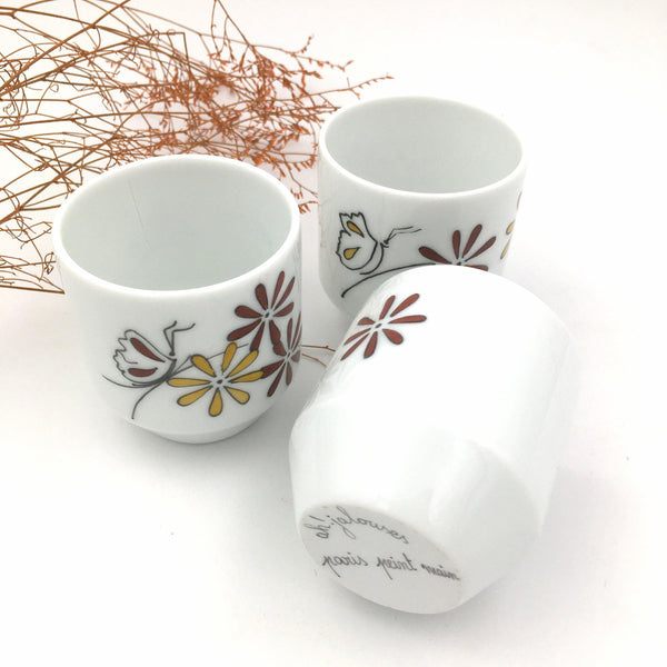 Tasse à café en porcelaine sans anse en porcelaine Flores - Accessoire déco, Mini cache pot, Tasse à café, Thé ou Café - Peint main Paris