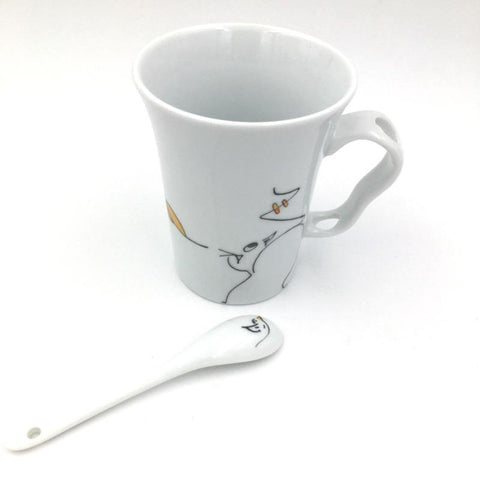 Mug cuillère en porcelaine ¡Hola! - Mug, Thé ou Café - Peint main Paris