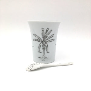 Mug cuillère en porcelaine Evasion " L'arbre du voyageur" - Tasse - Peint main Paris