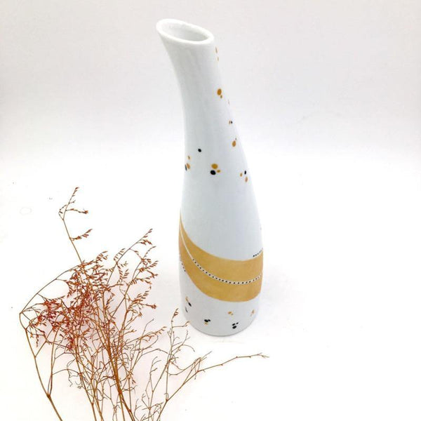 Vase en porcelaine  Hoi An doré - Soliflore, Vase - Peint main Paris