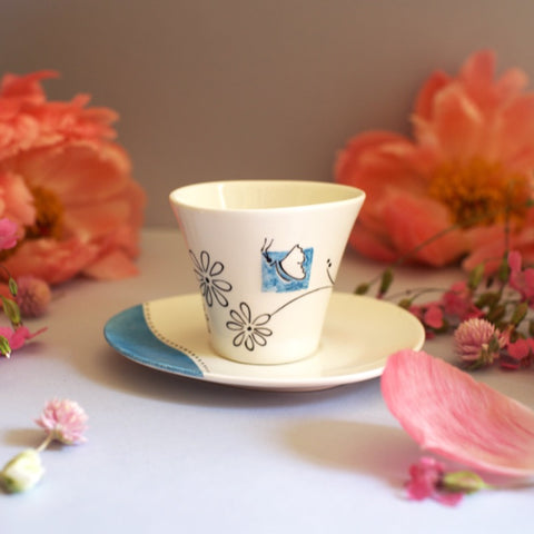 Tasse à café en porcelaine Galet Flores papillon - ah!jalouses