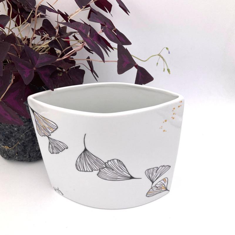 Vase en porcelaine Ginkgo épuré - Vase - Peint main Paris