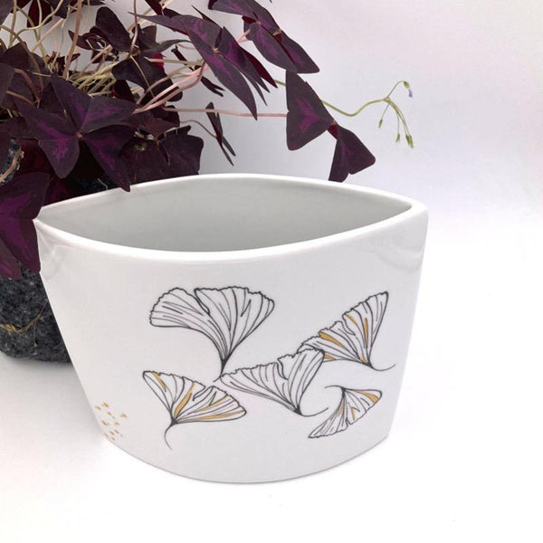 Vase en porcelaine Ginkgo épuré - Vase - Peint main Paris