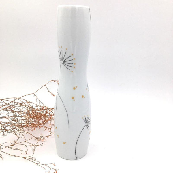 Vase en porcelaine  Pissenlit Citron d'or - Soliflore, Vase - Peint main Paris