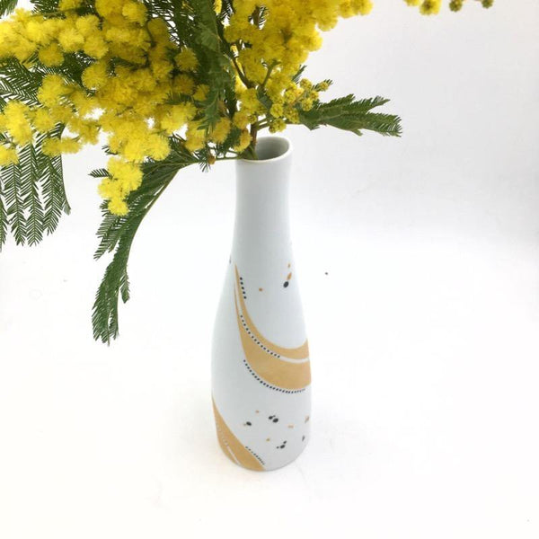 Vase en porcelaine  Hoi An doré - Soliflore, Vase - Peint main Paris