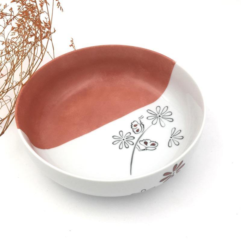Petite assiette creuse en porcelaine Flores - Assiette, Assiette creuse - Peint main Paris